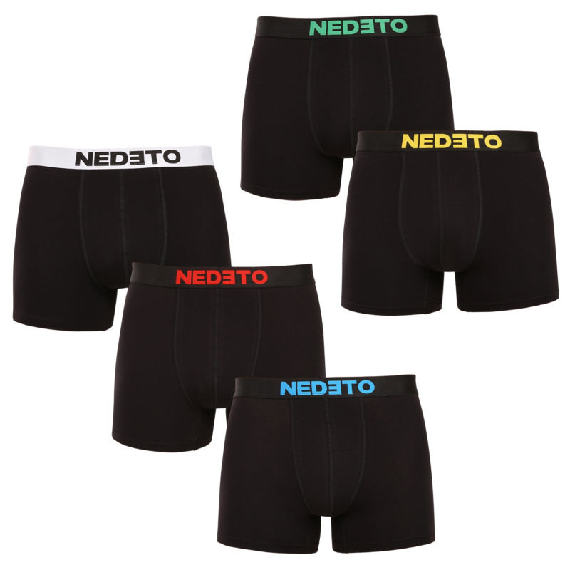 5PACK pánské boxerky Nedeto černé (5NBC2) 3XL, trenky / trenýrky