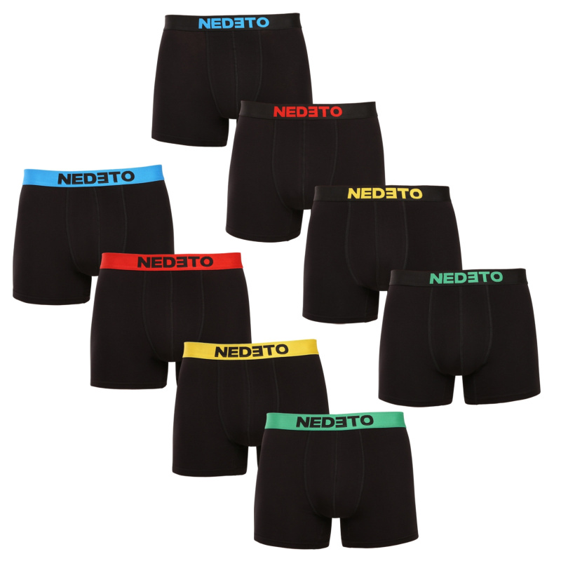 8PACK pánské boxerky Nedeto černé (8NBC1) 5XL, trenky / trenýrky