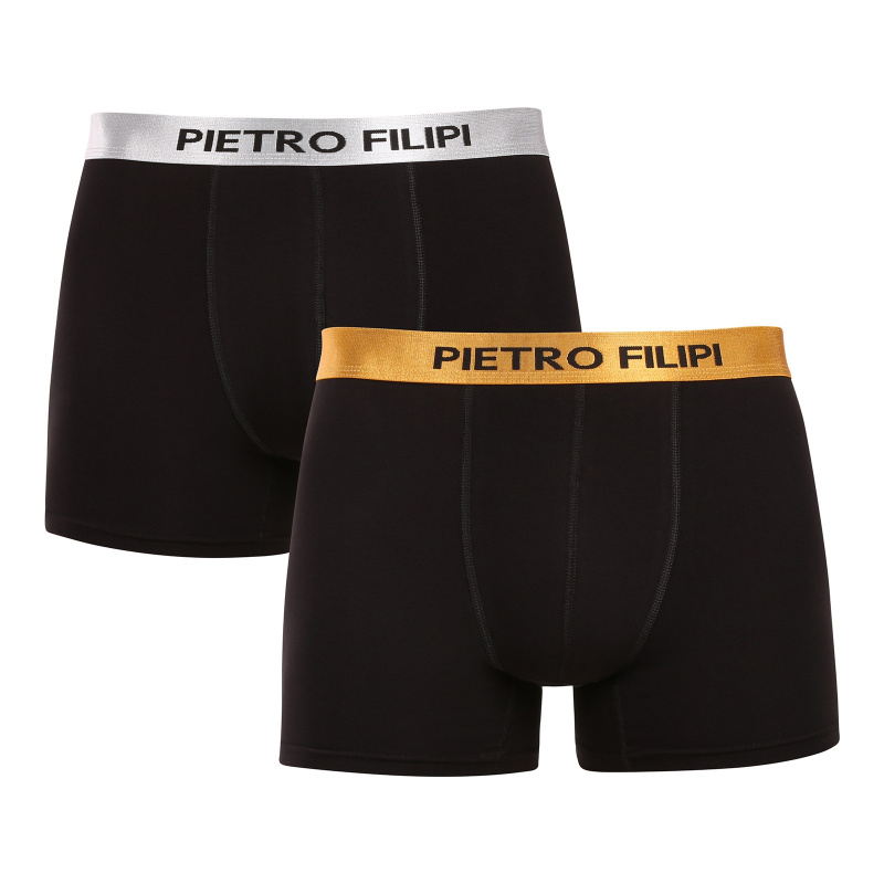 2PACK pánské boxerky Pietro Filipi černé Metalic mix (2PBMS3) S, trenky / trenýrky