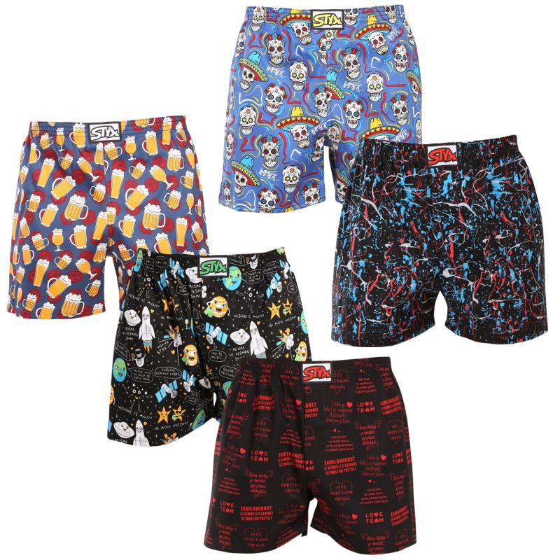 5PACK pánské trenky Styx art klasická guma vícebarevné (5A1778456) M, trenýrky