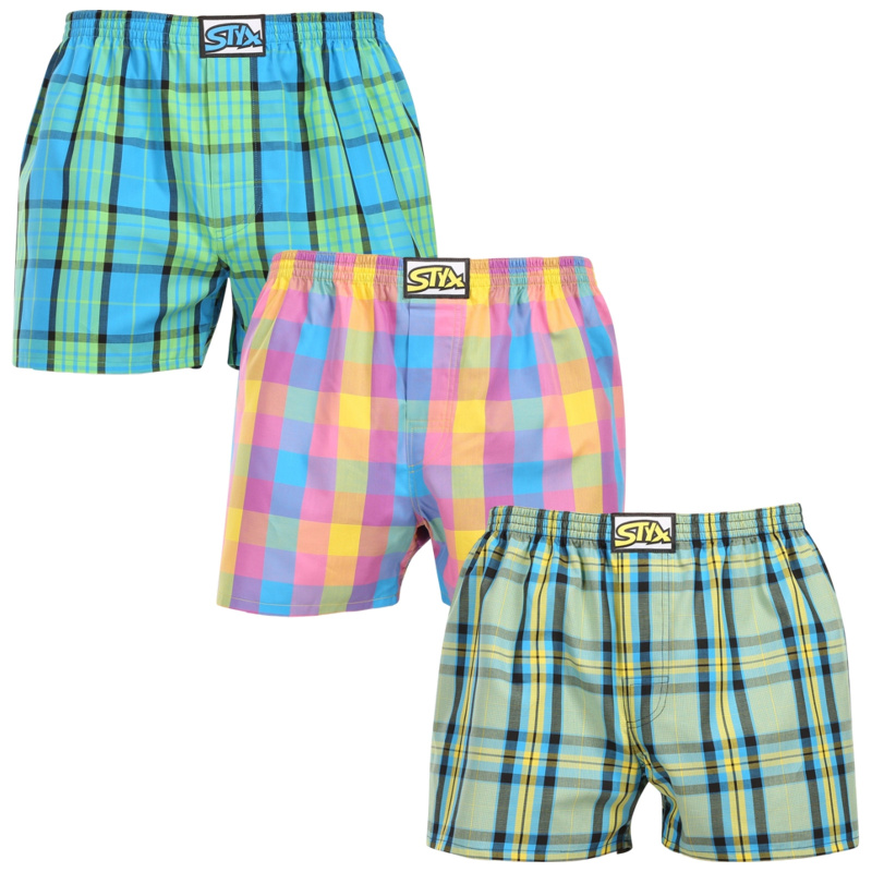 3PACK pánské trenky Styx klasická guma vícebarevné (3A110103) S, trenýrky