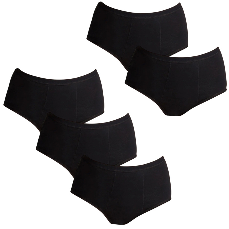 5PACK Menstruační kalhotky Love Luna Full černé (5-LLUWPBFB) 4XL