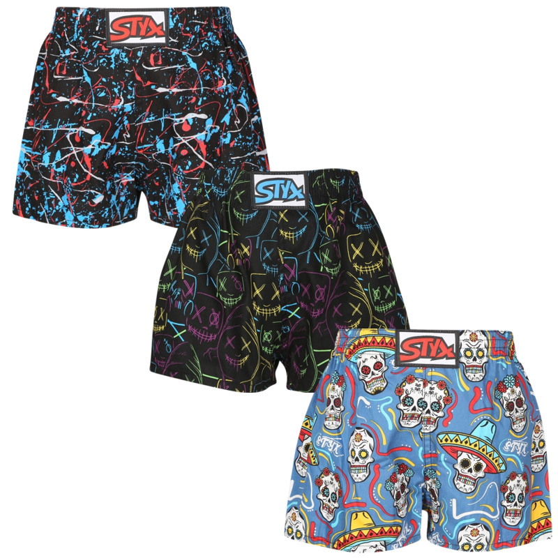 3PACK dětské trenky Styx art klasická guma vícebarevné (3J18346) 9-11 let, trenýrky