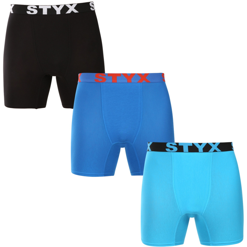 3PACK pánské boxerky Styx long sportovní guma vícebarevné (3UN09079) S, trenky / trenýrky