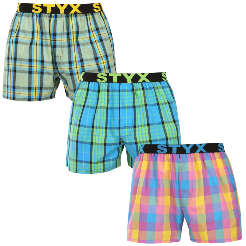 3PACK pánské trenky Styx sportovní guma vícebarevné (3B110103) XXL, trenýrky