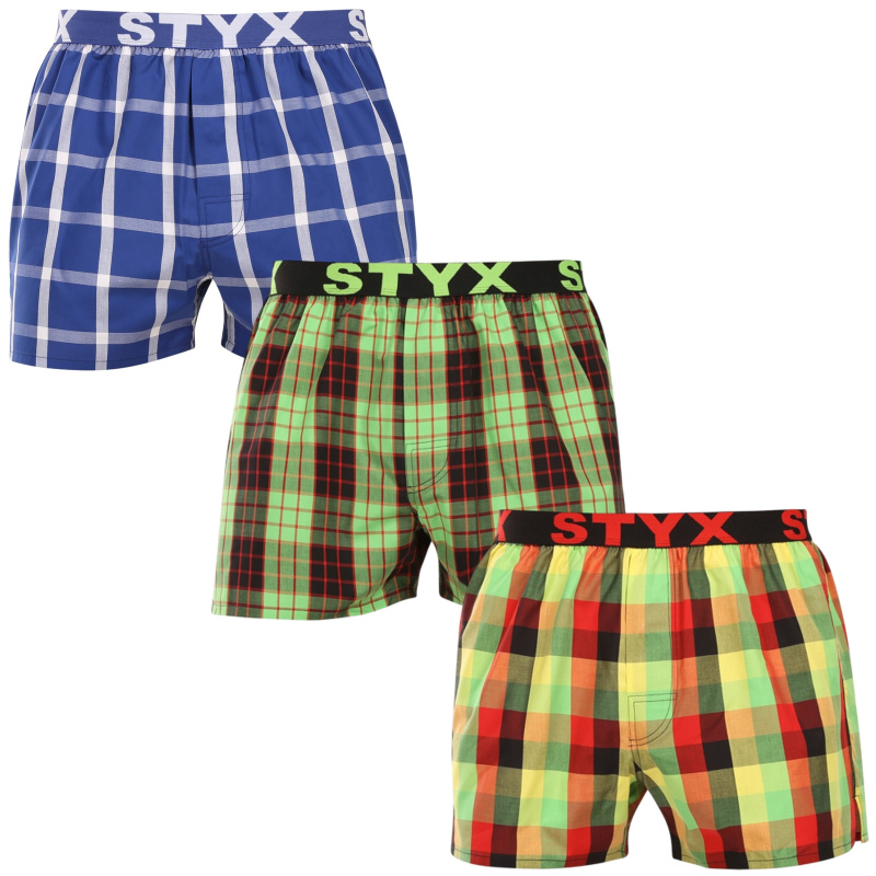 3PACK pánské trenky Styx sportovní guma vícebarevné (3B110406) XXL, trenýrky