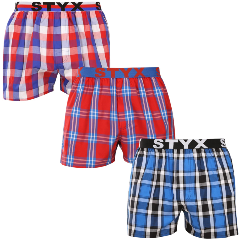 3PACK pánské trenky Styx sportovní guma vícebarevné (3B110709) M, trenýrky