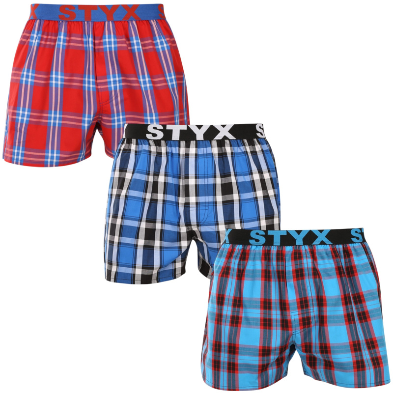 3PACK pánské trenky Styx sportovní guma vícebarevné (3B110810) S, trenýrky