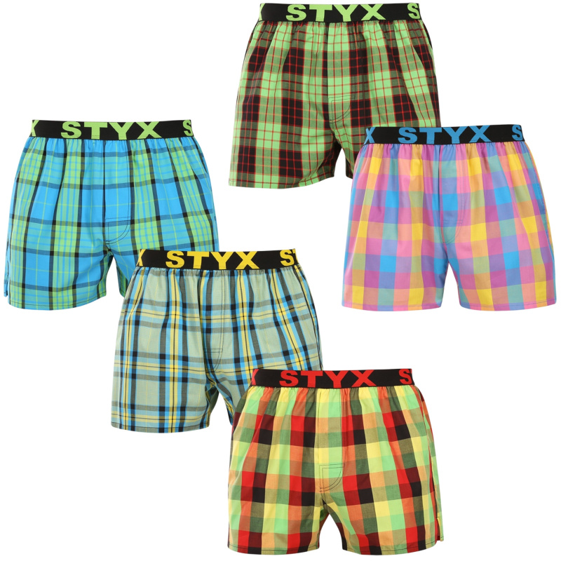 5PACK pánské trenky Styx sportovní guma vícebarevné (5B110105) L, trenýrky