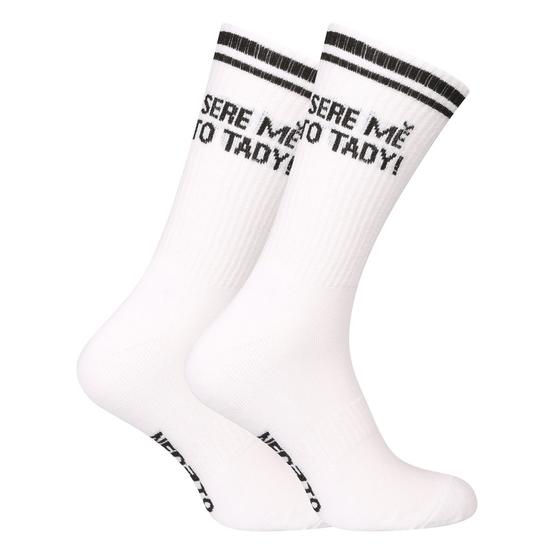 Ponožky Nedeto sportovní vysoké Sere mě to tady! bílé (1NOBT6) XL