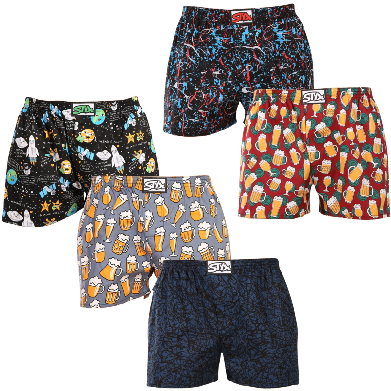 5PACK pánské trenky Styx art klasická guma vícebarevné (5A1378145) M, trenýrky