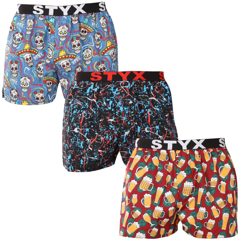 3PACK pánské trenky Styx art sportovní guma vícebarevné (3B18456) L, trenýrky