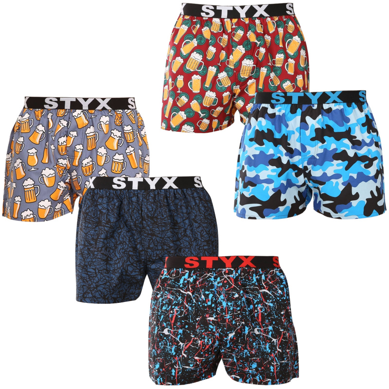 5PACK pánské trenky Styx art sportovní guma vícebarevné (5B1370145) M, trenýrky