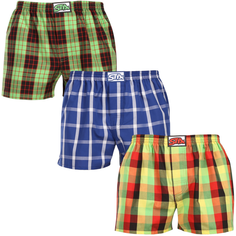 3PACK pánské trenky Styx klasická guma nadrozměr vícebarevné (3E110406) 4XL, trenýrky