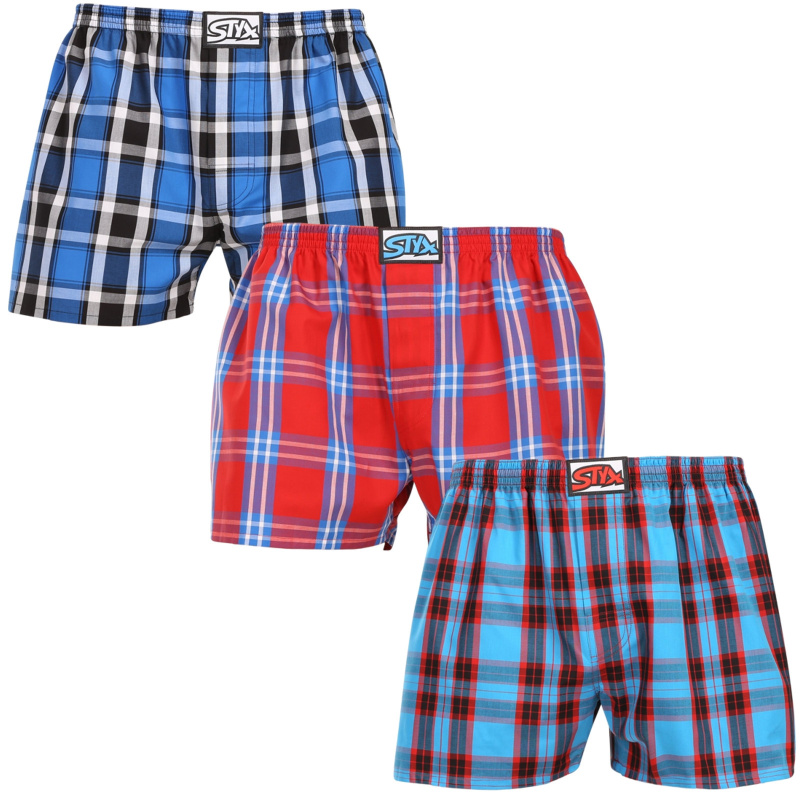 3PACK pánské trenky Styx klasická guma nadrozměr vícebarevné (3E110810) 4XL, trenýrky