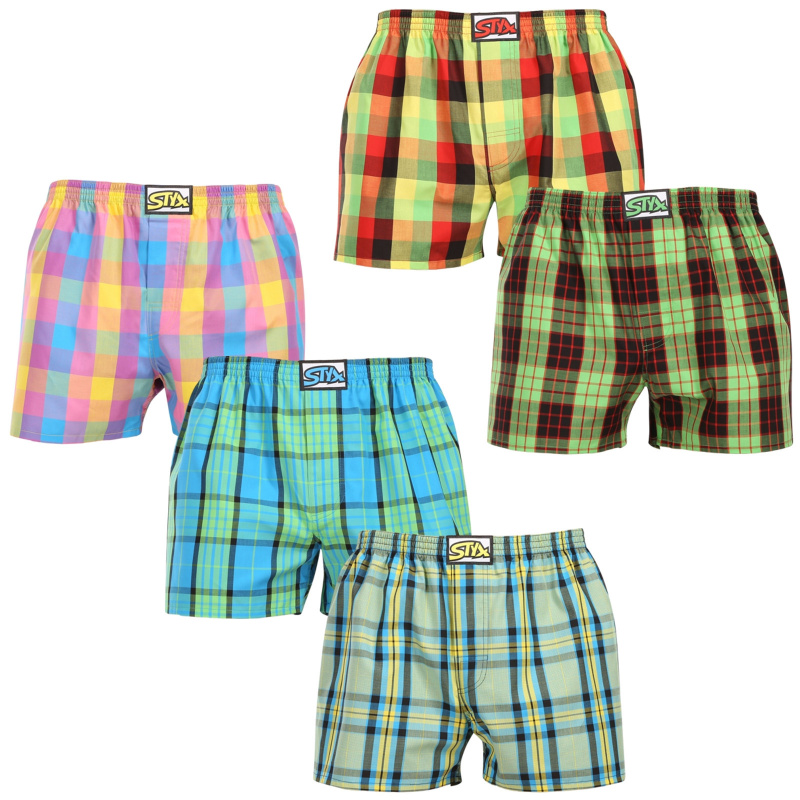 5PACK pánské trenky Styx klasická guma nadrozměr vícebarevné (5E110105) 3XL, trenýrky