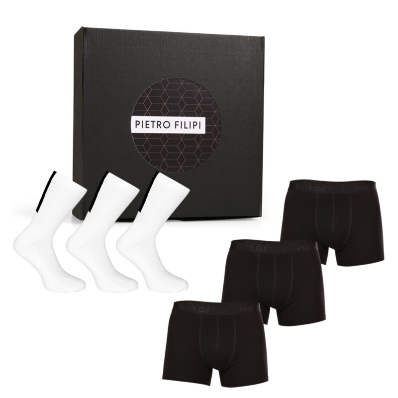 Pánská dárková sada 3PACK boxerky a 3PACK sportovní ponožky Pietro Filipi (6PBOV1) M, trenky / trenýrky