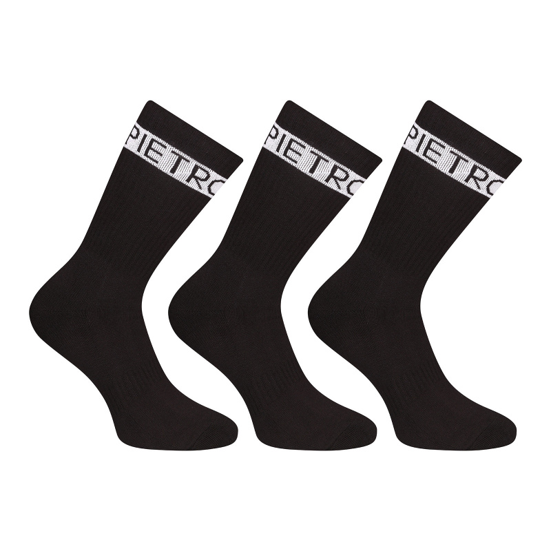 3PACK ponožky Pietro Filipi sportovní vysoké černé (3POC1) XL