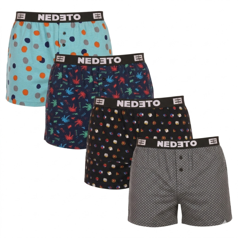4PACK pánské trenky Nedeto vícebarevné (4NGV04) M, trenýrky