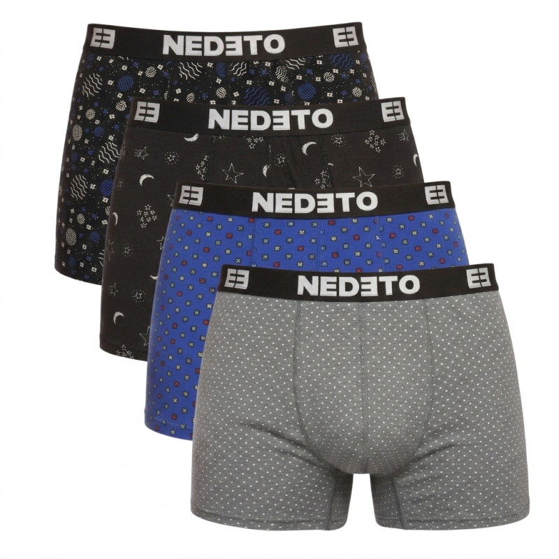 4PACK pánské boxerky Nedeto vícebarevné (4NBV3) 3XL, trenky / trenýrky