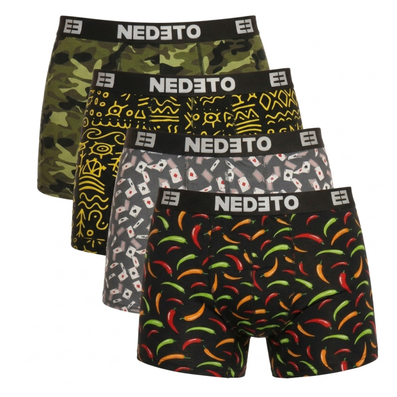 4PACK pánské boxerky Nedeto vícebarevné (4NBV5) 5XL, trenky / trenýrky