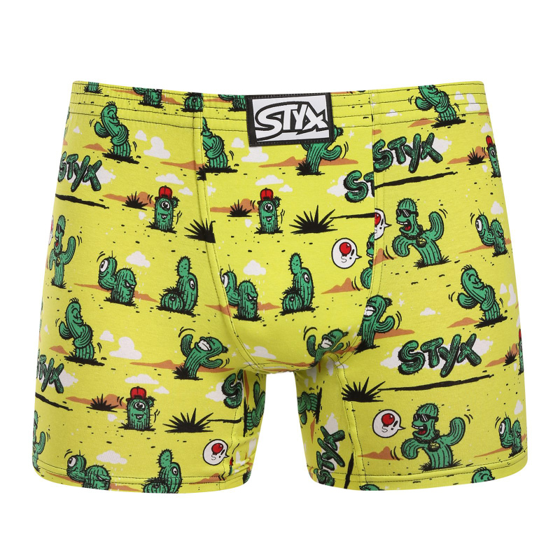 Pánské boxerky Styx long art klasická guma kaktusy (FN1351) S, trenky / trenýrky