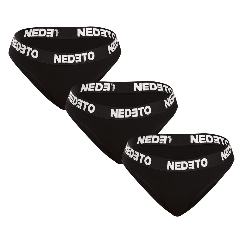 2. jakost 3PACK dámské kalhotky Nedeto černé (3NKB001/II) XXL