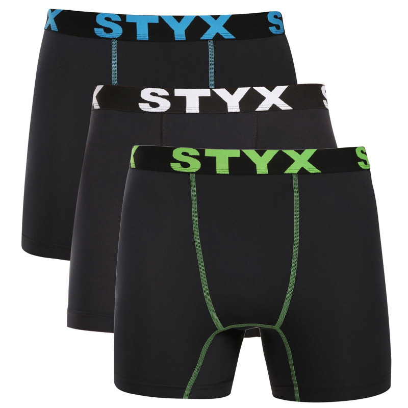 3PACK pánské funkční boxerky Styx černé (3W09023) XL, trenky / trenýrky