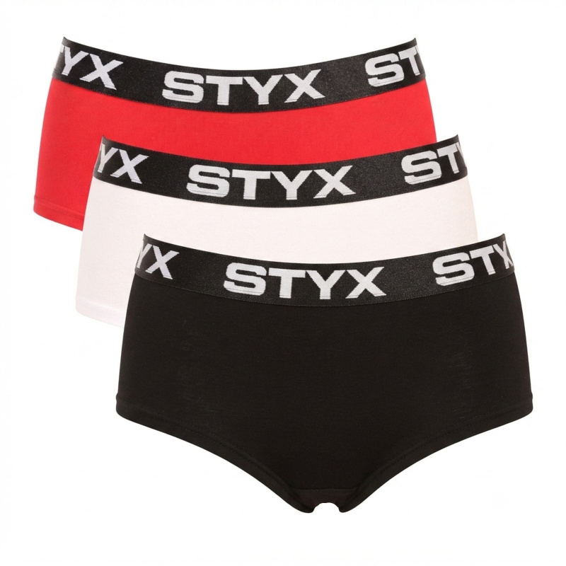 3PACK dámské kalhotky Styx s nohavičkou vícebarevné (3IN09014) L