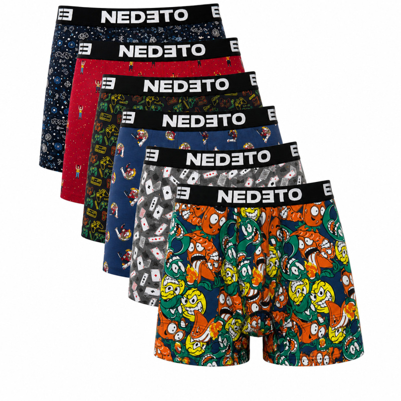 6PACK pánské boxerky Nedeto vícebarevné (6NBV1) 5XL, trenky / trenýrky