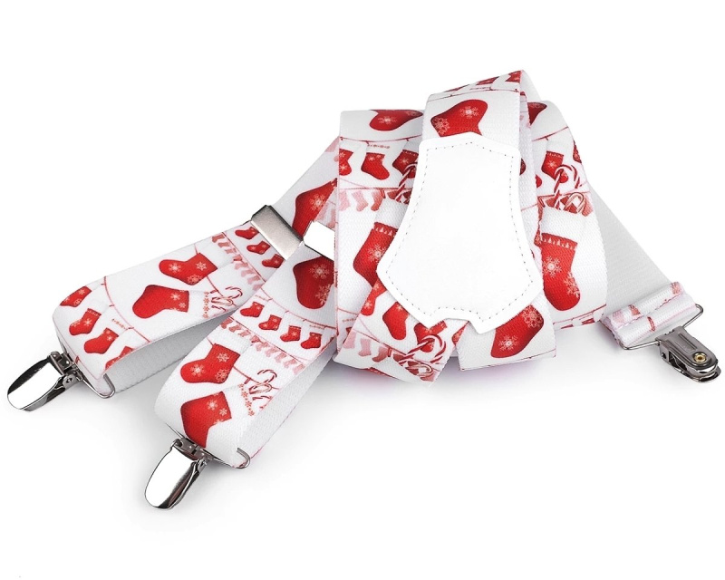 TextilCentrum.cz Šle unisex VÁNOČNÍ - PONOŽKA, délka 120cm, šíře 3,5cm, tvar Y, červeno-bílé, 650376/01