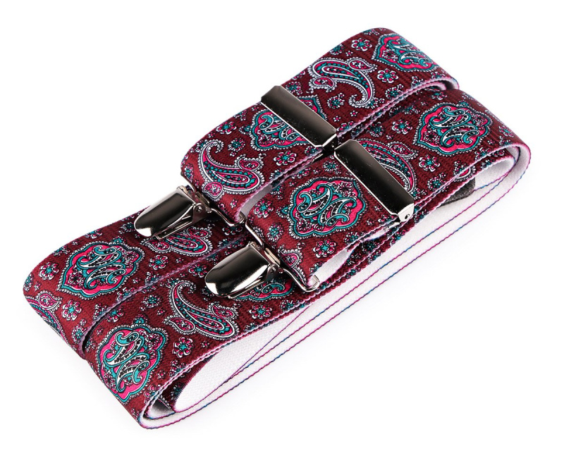 TextilCentrum.cz Šle pánské PAISLEY - KAŠMÍROVÝ VZOR, délka 120cm, šíře 3,5cm, tvar Y, bordó, 650386/02