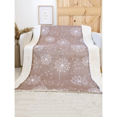 MKLuzkoviny.cz Beránková deka mikroplyš Exclusive 150 × 200 cm  - Pampelišky cappuccino