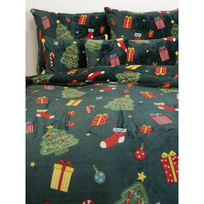 MKLuzkoviny.cz Vánoční prodloužené povlečení mikroplyš Exclusive – Vánoční stromeček- 140 × 220 cm - 70 x 90 cm