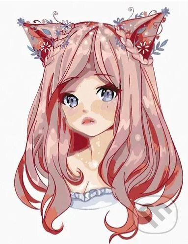 Malování podle čísel: Anime - Dívka s růžovými vlasy