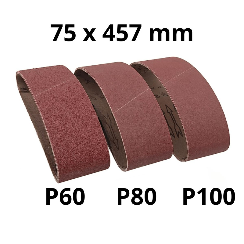 Sada brusných pásů 75x457 mm 3 ks