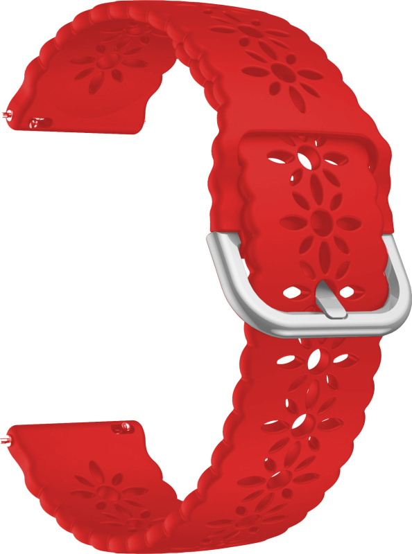 Řemínek s perforováním a přezkovým zapínáním 20mm Barevná varianta: Červená se stříbrnou přezkou