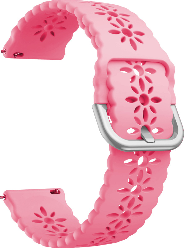 Řemínek s perforováním a přezkovým zapínáním 22mm Barevná varianta: Luminiscenční růžová se stříbrnou přezkou