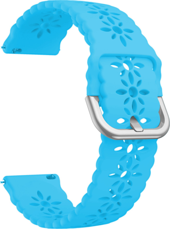 Řemínek s perforováním a přezkovým zapínáním 22mm Barevná varianta: Luminiscenční modrá se stříbrnou přezkou