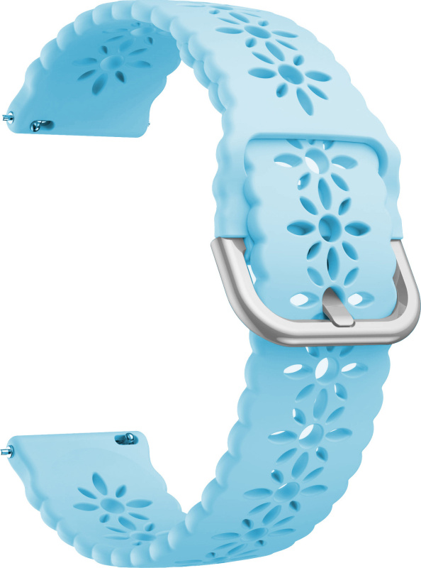 Řemínek s perforováním a přezkovým zapínáním 22mm Barevná varianta: Světle modrá se stříbrnou přezkou