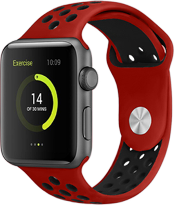 Perforovaný řemínek pro Apple Watch 42/44/45/46/49mm Barevná varianta: Červeno-Černý