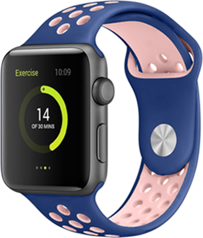 Perforovaný řemínek pro Apple Watch 42/44/45/46/49mm Barevná varianta: Tmavěmodro-Růžový