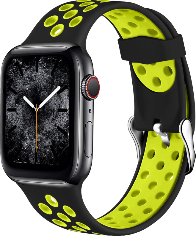 Perforovaný řemínek s přezkou pro Apple Watch 42/44/45/46/49mm Barevná varianta: Černo-žlutý