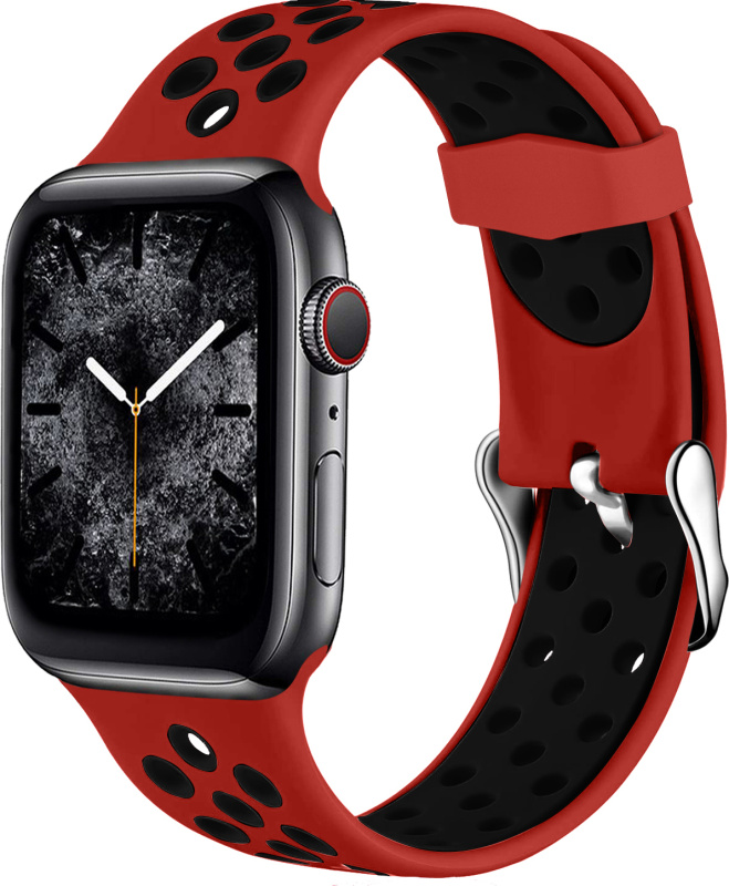 Perforovaný řemínek s přezkou pro Apple Watch 42/44/45/46/49mm Barevná varianta: Červeno-Černý
