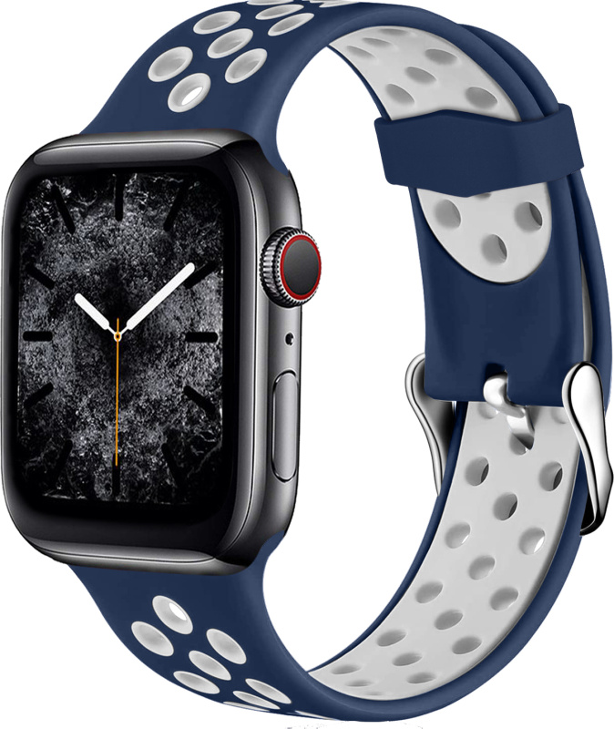 Perforovaný řemínek s přezkou pro Apple Watch 38/40/41/42(S10)mm Barevná varianta: Tmavěmodro-Bílý