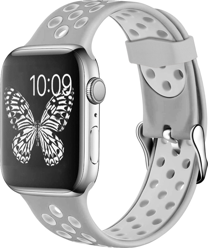 Perforovaný řemínek s přezkou pro Apple Watch 38/40/41/42(S10)mm Barevná varianta: Šedo-Bílý