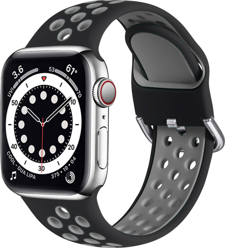 Dvoubarevný perforovaný řemínek s přezkou pro Apple Watch 42/44/45/46/49mm Barevná varianta: Černo-Šedý