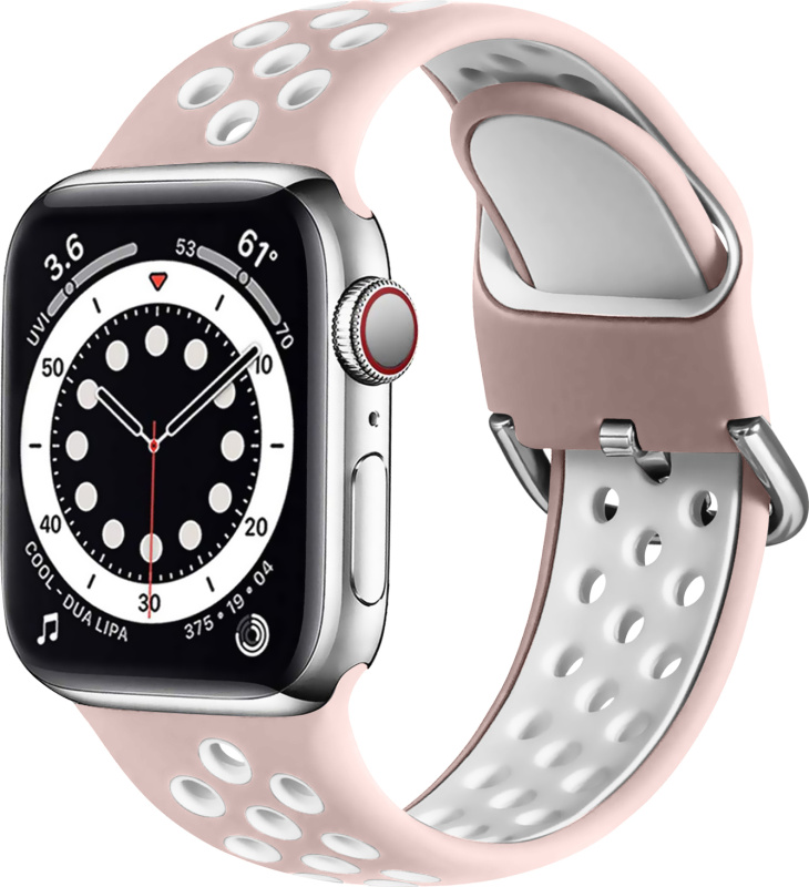 Dvoubarevný perforovaný řemínek s přezkou pro Apple Watch 38/40/41/42(S10)mm Barevná varianta: Růžovo-Bílý