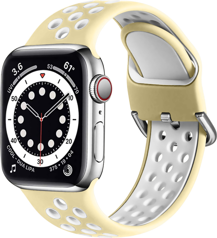 Dvoubarevný perforovaný řemínek s přezkou pro Apple Watch 38/40/41/42(S10)mm Barevná varianta: Žluto-Bílý