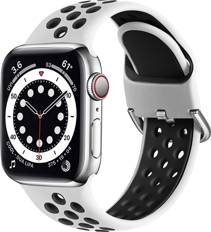 Dvoubarevný perforovaný řemínek s přezkou pro Apple Watch 38/40/41/42(S10)mm Barevná varianta: Bílo-Černý